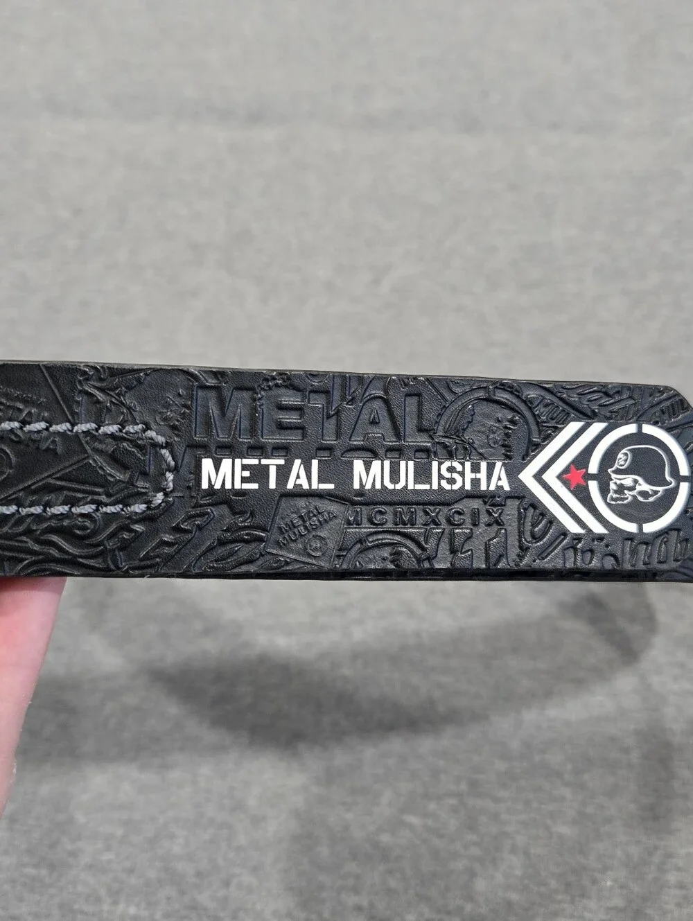 Metal Mulisha Belt Mens Large 36-40 Black Embossed Logo Square Silver Buckle Y2K